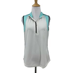 Bette & Court Polo Shirt Womens M Medium Sleeveless Quarter Zip Collar Athletic